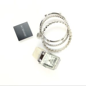 R.J. Graziano Women’s Cuff Watch Silver Bangle HSN